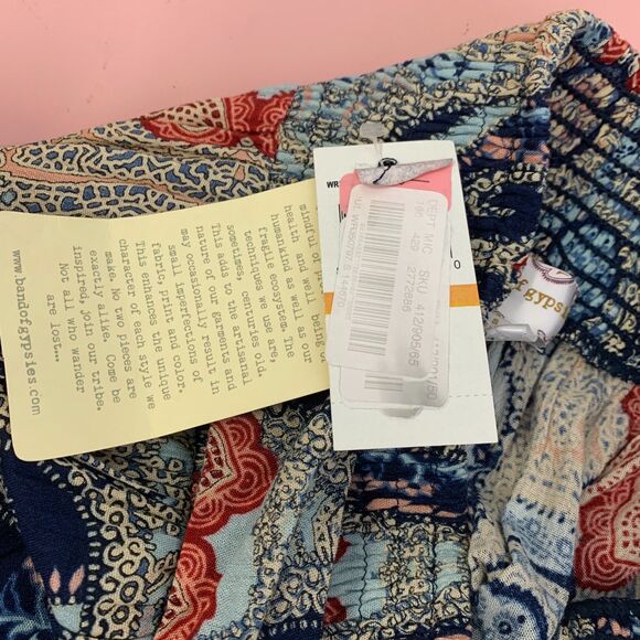 Band of Gypsies Palazzo Pants Smocked‎ Waist Tie Belt Slits Bohemian Wide Small - Picture 13 of 16